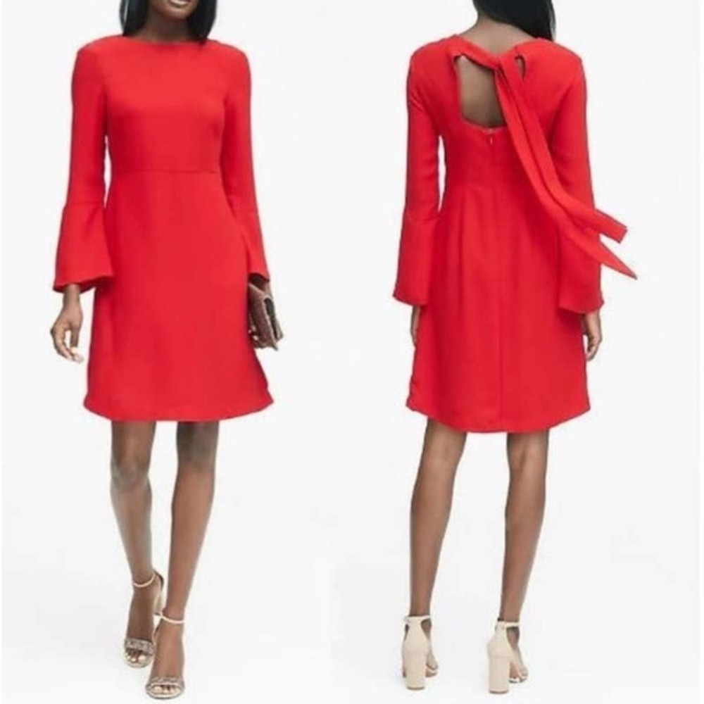 Banana Republic Red Long Sleeve Dress